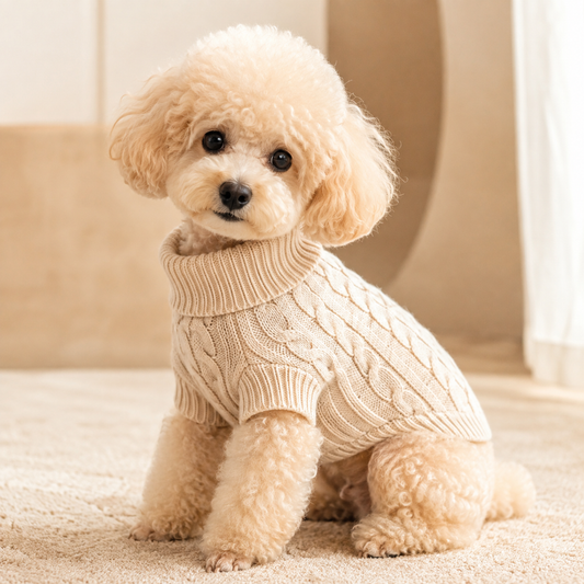 TOVQIRANO™ CloudSoft Cable Knit Dog Sweater – Cozy Winter Pet Pullover, Warm Puppy Knitwear & Small Dog Clothing