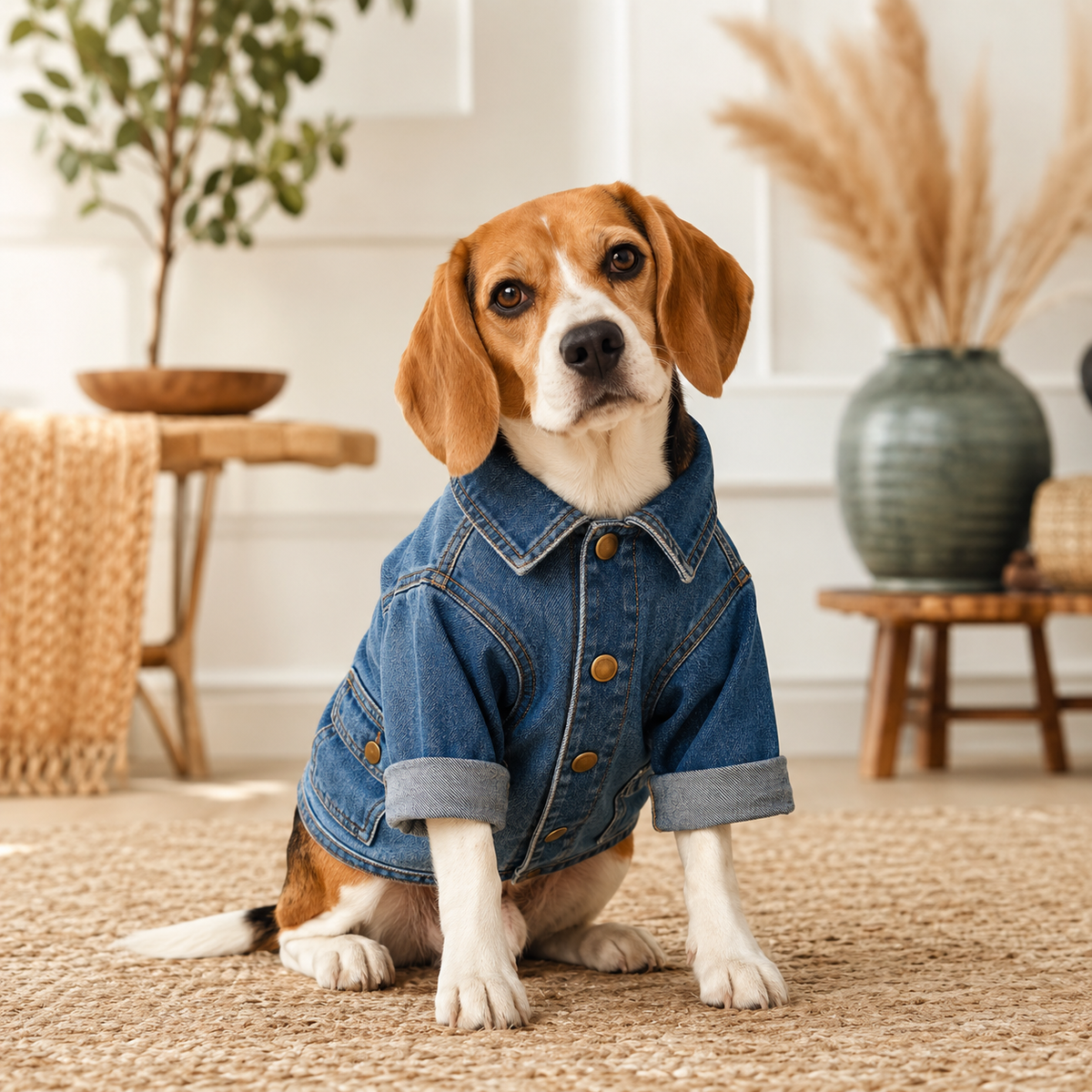 TOVQIRANO™ Atelier Soft Denim Dog Chore Jacket – Vintage Puppy Coat, Casual Designer Pet Clothing