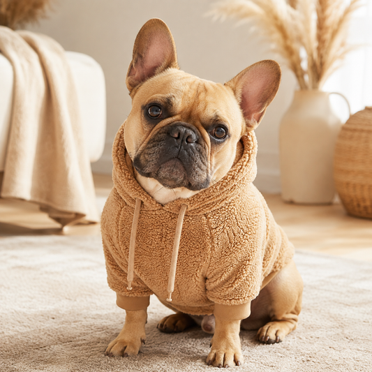 TOVQIRANO™ Teddy Fleece Dog Hoodie – Cozy Sherpa Puppy Sweatshirt, Warm Pet Hoodie & Casual Dog Jacket
