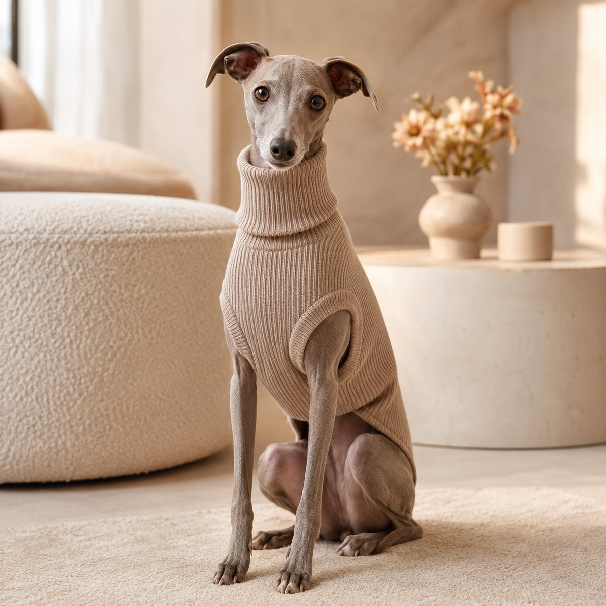 TOVQIRANO™ Essential Ribbed Dog Turtleneck – Stretch Knit Puppy Sweater, Minimal Pet Pullover