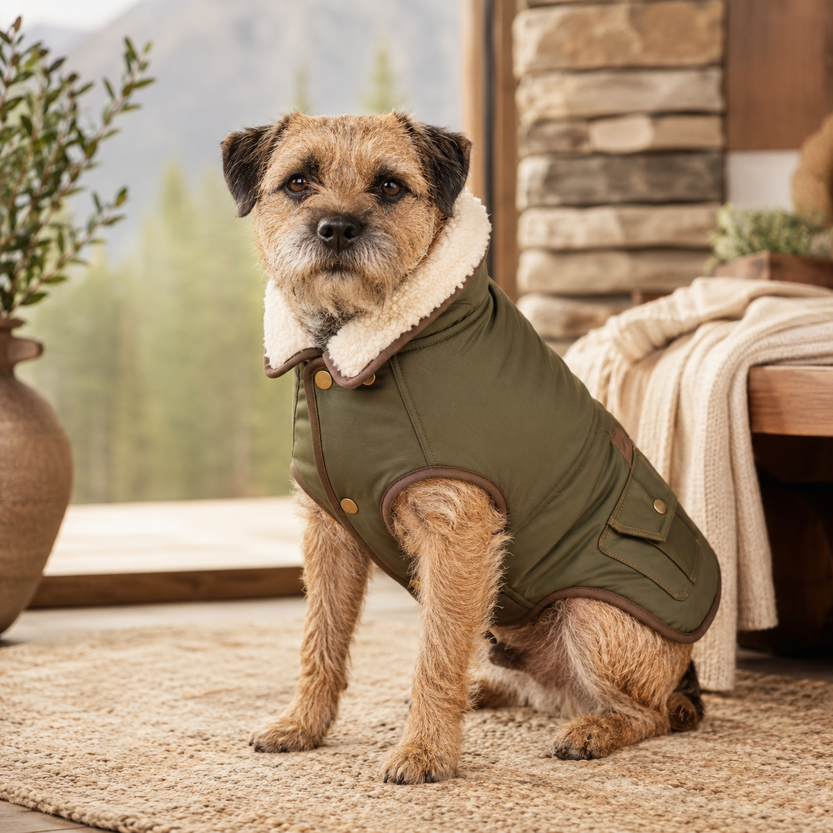 TOVQIRANO™ Alpine Sherpa-Lined Dog Utility Jacket – Warm Winter Puppy Coat & Premium Pet Outerwear