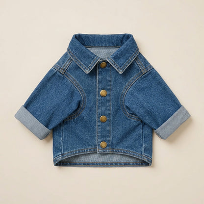 TOVQIRANO™ Atelier Soft Denim Dog Chore Jacket – Vintage Puppy Coat, Casual Designer Pet Clothing