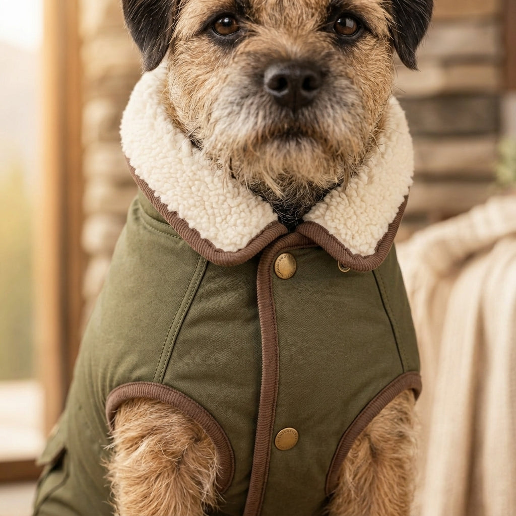 TOVQIRANO™ Alpine Sherpa-Lined Dog Utility Jacket – Warm Winter Puppy Coat & Premium Pet Outerwear