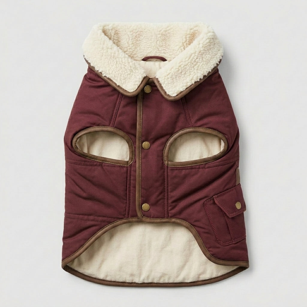 TOVQIRANO™ Alpine Sherpa-Lined Dog Utility Jacket – Warm Winter Puppy Coat & Premium Pet Outerwear