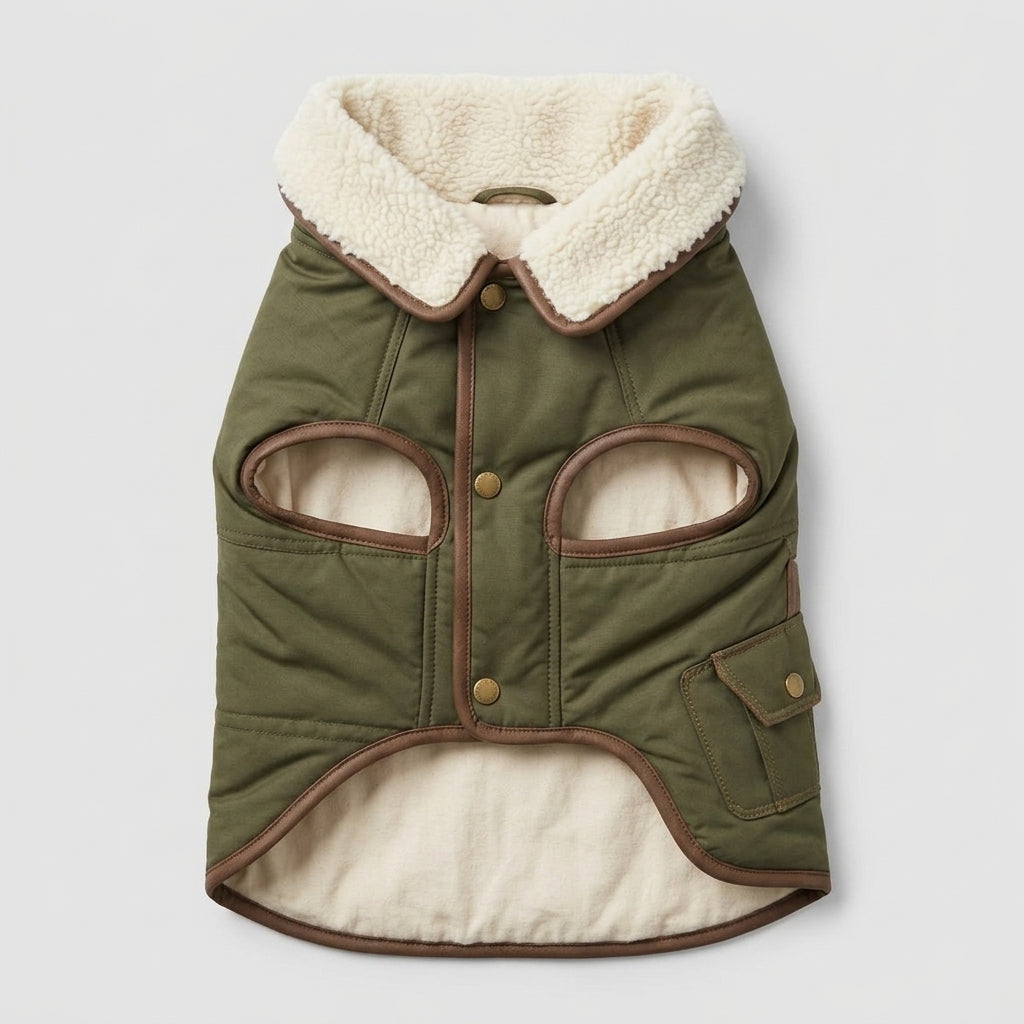 TOVQIRANO™ Alpine Sherpa-Lined Dog Utility Jacket – Warm Winter Puppy Coat & Premium Pet Outerwear
