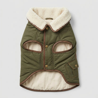 TOVQIRANO™ Alpine Sherpa-Lined Dog Utility Jacket – Warm Winter Puppy Coat & Premium Pet Outerwear