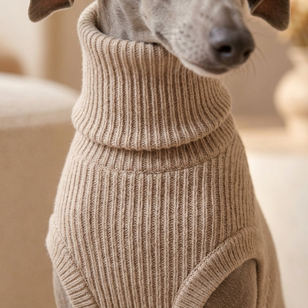 TOVQIRANO™ Essential Ribbed Dog Turtleneck – Stretch Knit Puppy Sweater, Minimal Pet Pullover
