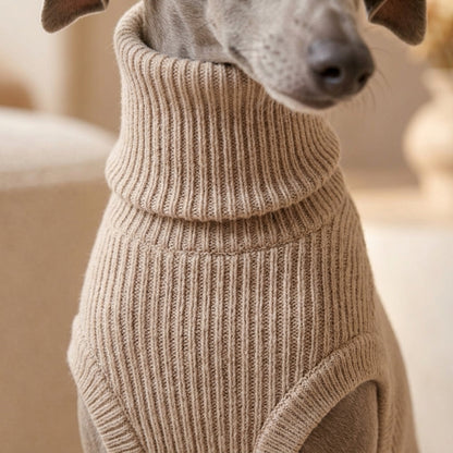 TOVQIRANO™ Essential Ribbed Dog Turtleneck – Stretch Knit Puppy Sweater, Minimal Pet Pullover