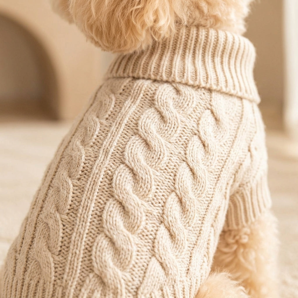 TOVQIRANO™ CloudSoft Cable Knit Dog Sweater – Cozy Winter Pet Pullover, Warm Puppy Knitwear & Small Dog Clothing