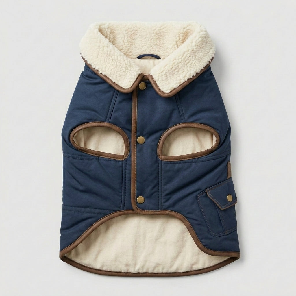 TOVQIRANO™ Alpine Sherpa-Lined Dog Utility Jacket – Warm Winter Puppy Coat & Premium Pet Outerwear