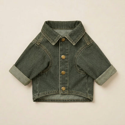 TOVQIRANO™ Atelier Soft Denim Dog Chore Jacket – Vintage Puppy Coat, Casual Designer Pet Clothing