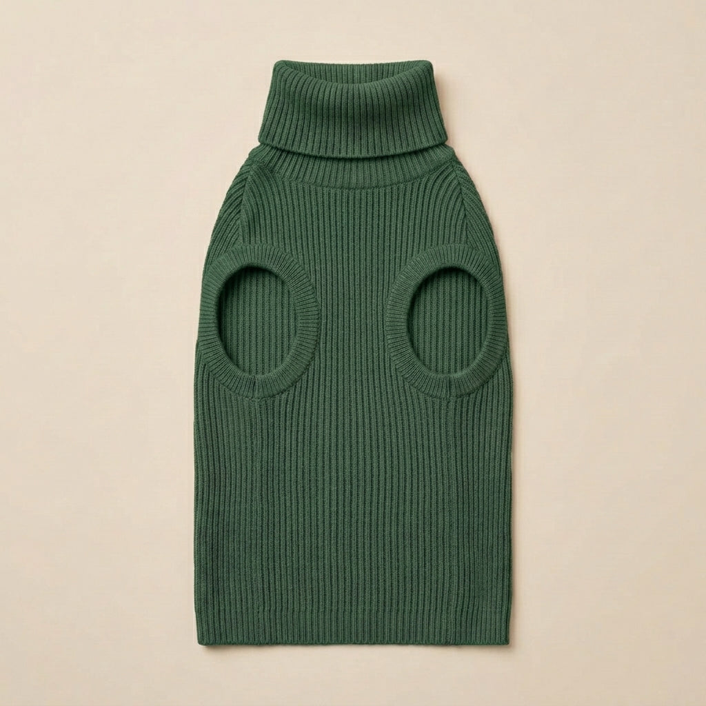 TOVQIRANO™ Essential Ribbed Dog Turtleneck – Stretch Knit Puppy Sweater, Minimal Pet Pullover