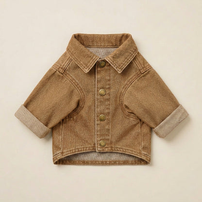 TOVQIRANO™ Atelier Soft Denim Dog Chore Jacket – Vintage Puppy Coat, Casual Designer Pet Clothing