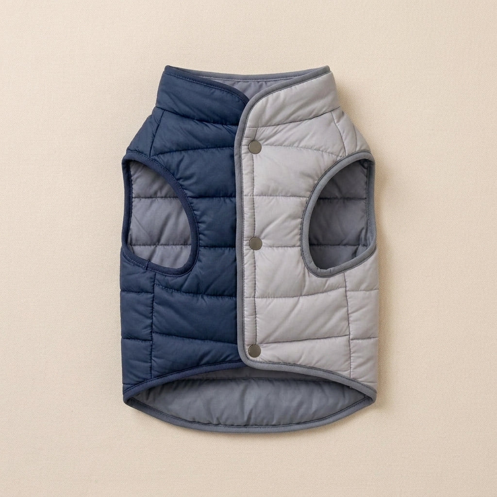 TOVQIRANO™ Metro Puff Reversible Dog Vest – Quilted Winter Pet Jacket, Lightweight Puppy Puffer Coat