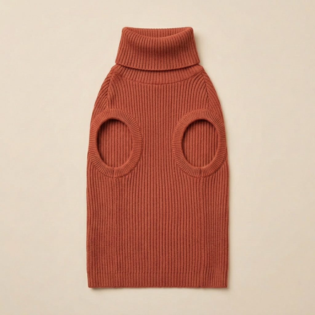 TOVQIRANO™ Essential Ribbed Dog Turtleneck – Stretch Knit Puppy Sweater, Minimal Pet Pullover